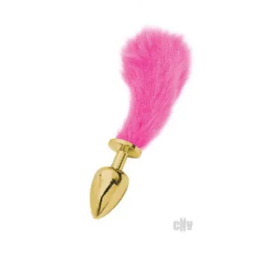 Athena Small Gold Plug with Short Pink Tail