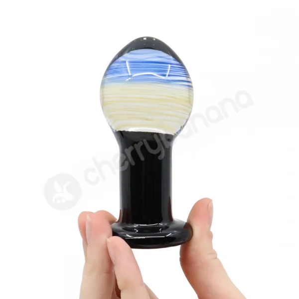 Crystal Pleasures Glass Black Cosmos Butt Plug