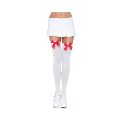 Nylons Over The Knee with Bow O S Red