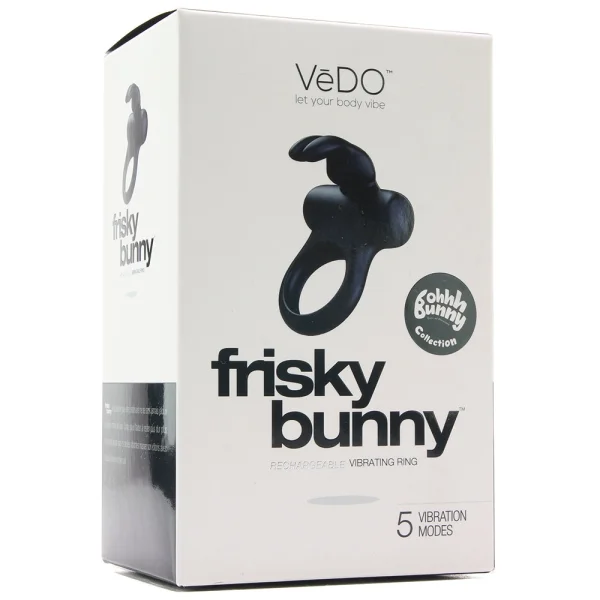 Ohhh Bunny Frisky Bunny Vibrating Cock Ring - Black Pearl