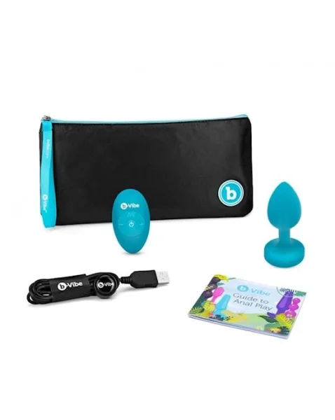 B-vibe Vibrating Jewel Plug - 3.8 Inch - Teal - S/m