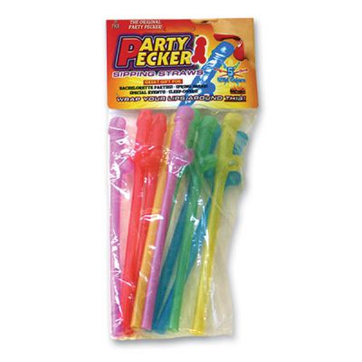 Party Pecker Sipping Straws Coloured Dicky Straws 12 Pack