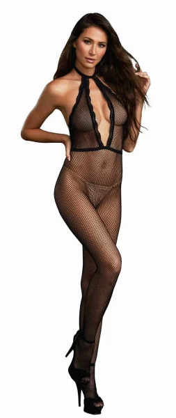 Fishnet Body-Stocking - One Size - Black