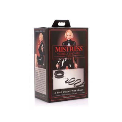 Mistress By Isabella Sinclaire 3 Ring Leather Collar W Leash