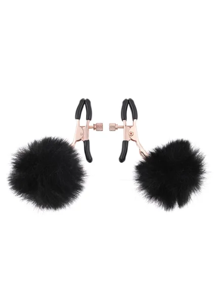 Sex & Mischief Puff Nipple Clamps By Sportsheets - Black & Rose Gold