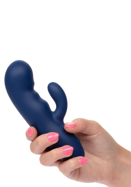 Cashmere Silk Duo Rechargeable Waterproof Silicone Rabbit Vibrator By CalExotics - Blue