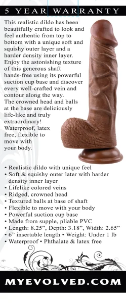 Realistic Dildo - 8 Inches - Dark