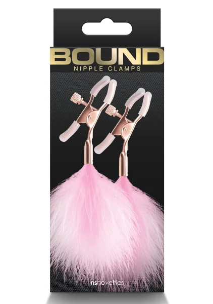 Bound Adjustable F1 Feather Nipple Clamps by NS Novelties - Rose Gold & Pink