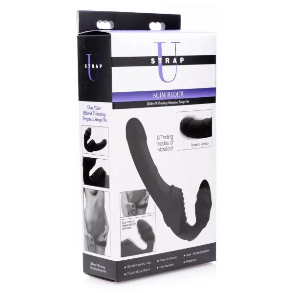 Strap U Slim Rider Ribbed Vibrating Strapless Strap On — image 4 of 8