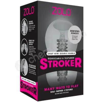 Zolo Mini Double Bubble Squeezable Textured Grey Penis Stroker