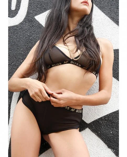Vibes Boss AF Bralette & Retro Shorts Black M/L