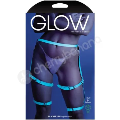 Fantasy Lingerie Blue Glow In The Dark Buckle Up Leg Harness