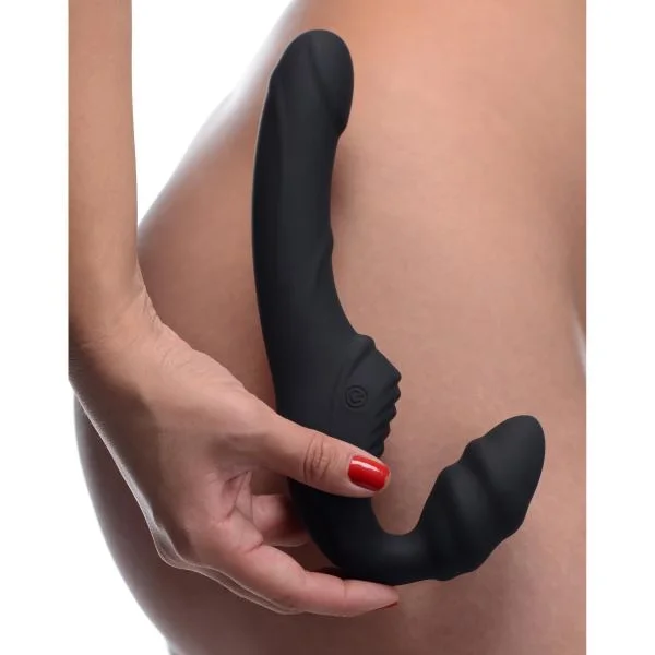 Strap U Slim Rider Ribbed Vibrating Strapless Strap On — image 5 of 8
