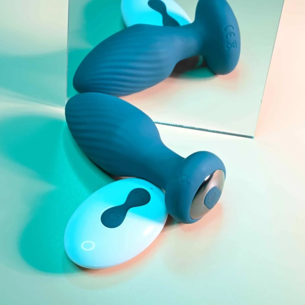 Playboy Pleasure Spinning Tail Teaser Silicone Rotating Vibrating Butt Plug With Remote - Evergreen