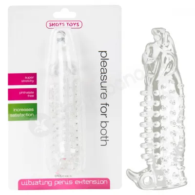 Shots Clear Wagging Dog Vibrating Penis Extension Sleeve