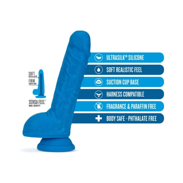 Neo Elite - 9-inch Silicone Dual-density Cock With Balls - Neon Blue — image 6 of 7