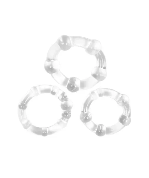 Stay Hard Beaded Cockrings - 3 Pack - Clear