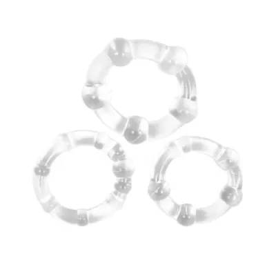 Stay Hard Beaded Cockrings 3 Pack Clear