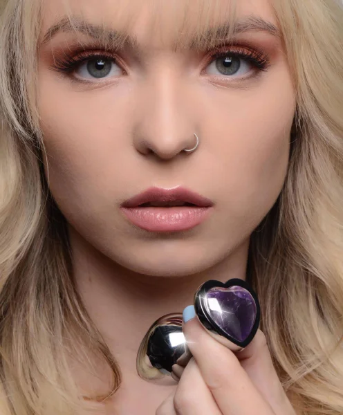 Amethyst Heart Anal Plug - Small