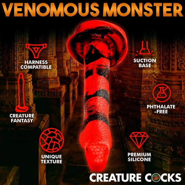 King Cobra Large 14" Long Silicone Suction Cup Dildo By Creature Cocks