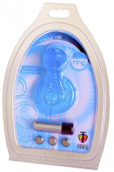 Tongue Vibe Cock And Ball Ring - Blue