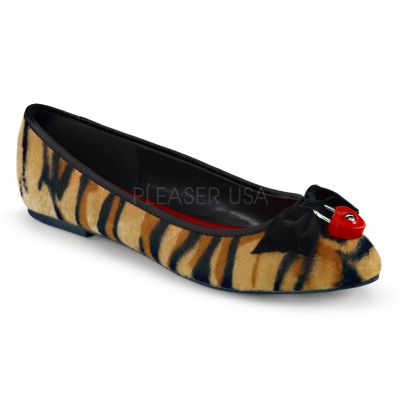 Tiger Print Flat w Bow Red Padlock Detail
