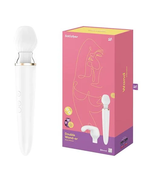 Satisfyer Double Wand-er Wand Vibrator - With 2 Attachment Heads & App Control!