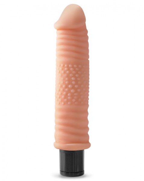 Real Feel Vibrating Ribbed Dildo # 12 - Flesh