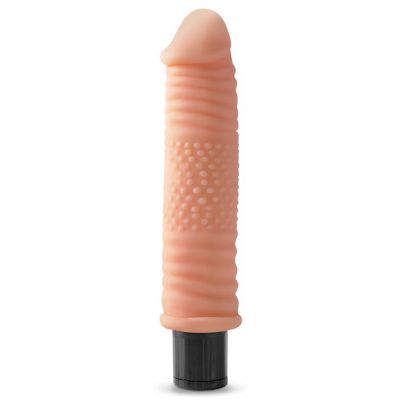 Real Feel Vibrating Ribbed Dildo 12 Flesh