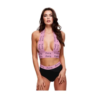 Princess Logo Strap Bra And Panty Set Black pink O s