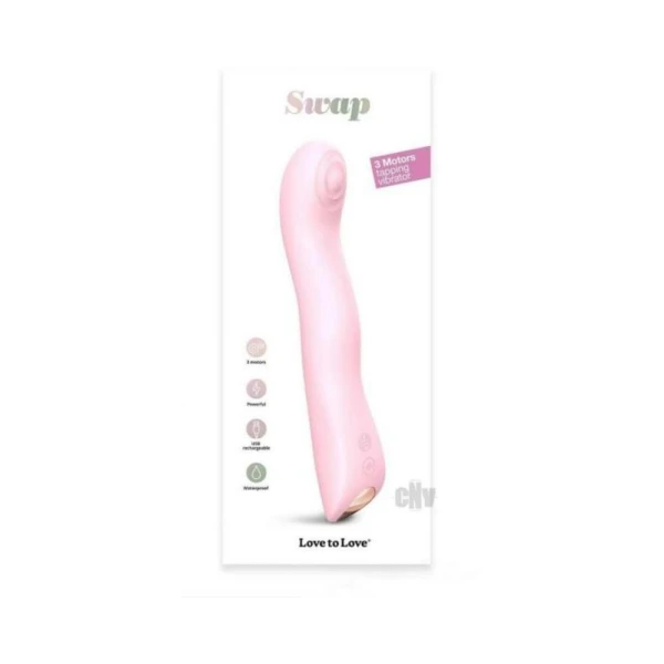 G Spot Vibrators: Love To Love Swap Rechargeable Triple Motor Tapping Silicone G-spot Vibrator Baby Pink