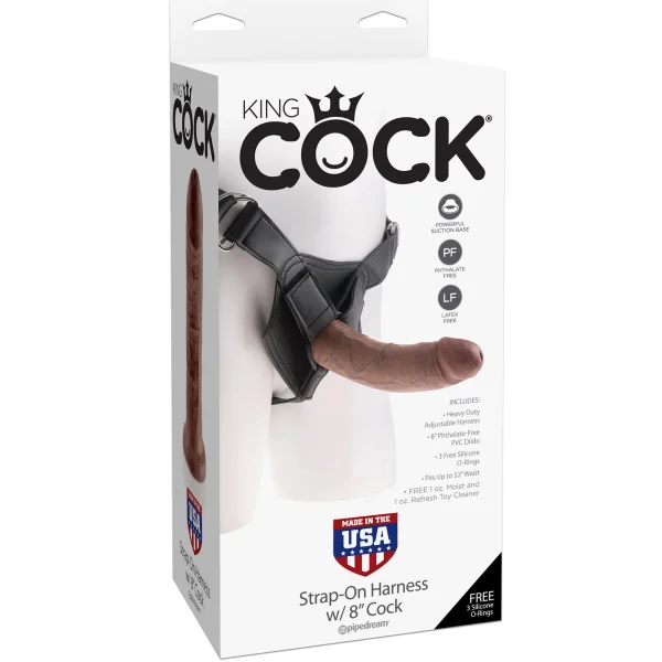 King Cock Strap-on Harness With 8 Inch Cock - Brown