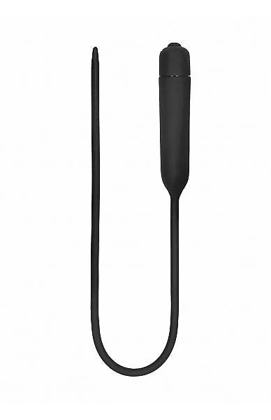 Vibrating Bullet Plug Extra Long Urethral Sound Black