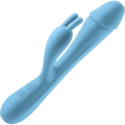 Obsessions Scarlett Warming Rechargeable Silicone Waterproof Rabbit Vibrator Blue