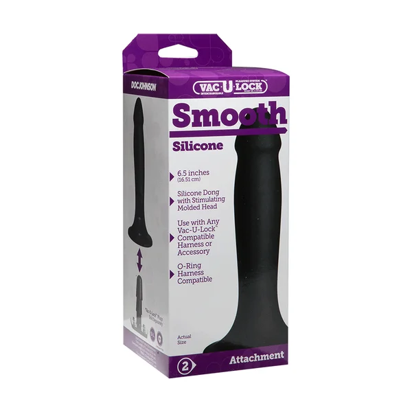 Vac-U-Lock 6.5 Inch Black Silicone Dildo by Doc Johnson — image 6 of 6