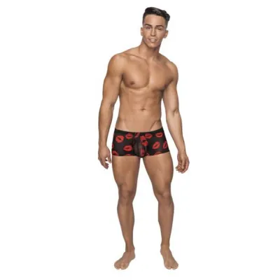 Kiss Me Mini Shorts Sheer Lips Black Medium