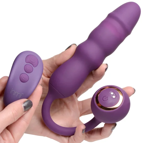 INMI Thrust Thumper Rechargeable Silicone Thrusting Vibrator With Remote - Purple