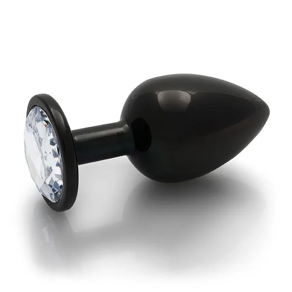 Ouch Clear Gem Metal Black Plug Large