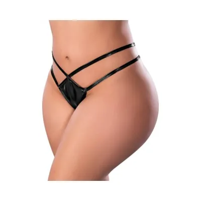 Women s Lingerie Magic Silk Liquid Onyx Crotchless Panty Black Queen Size