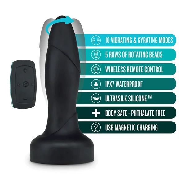 Anal Adventures Platinum 5.75 Inch Drive Rechargeable Butt Plug Silicone with Remote by Blush Novelties — image 5 of 5