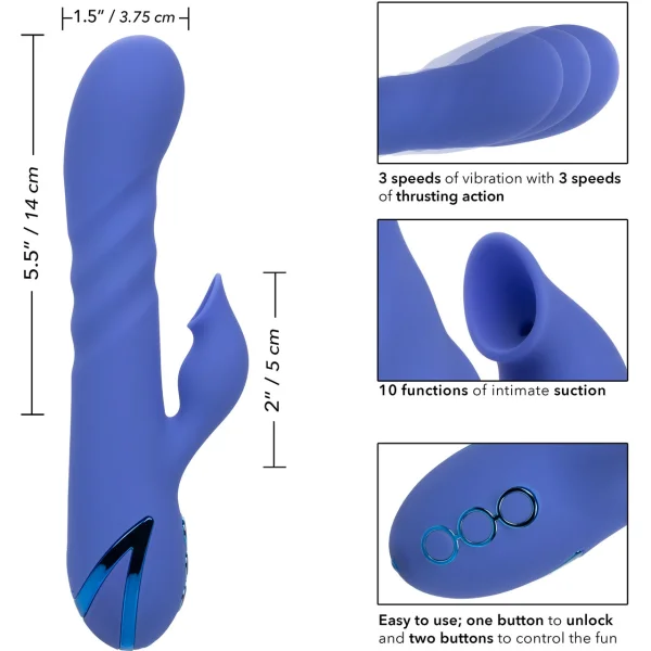 California Dreaming L.A. Love Thrusting Rabbit Style Silicone Rechargeable Vibrator by CalExotics