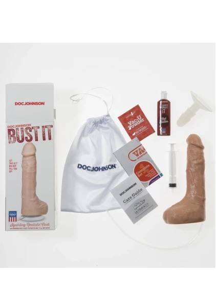 Bust It Squirting Realistic Cock by Doc Johnson -  Cocoa