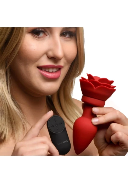 28X Silicone Vibrating Rose Anal Plug with Remote — image 4 of 24