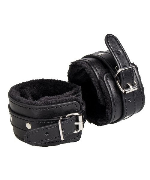 Bondara Black Faux Leather Furry 10 Piece Bondage Set — image 7 of 9