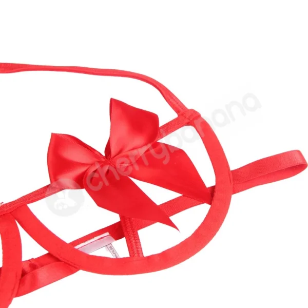 Cherry Banana Red Sexy Bow Underwire Bra & Panty Lingerie Set