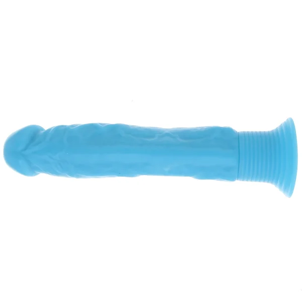 Neon Silicone Wall Banger Waterproof Suction Cup Vibrating Dildo By Pipedream - Blue