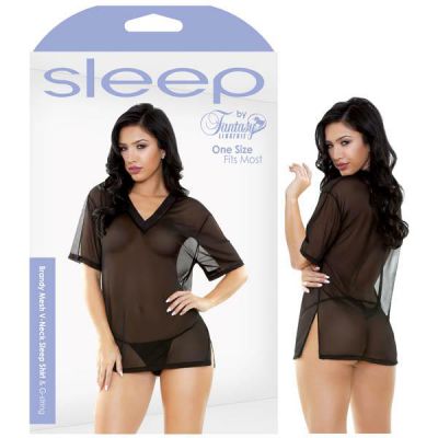 Sleep Brandy Mesh V Neck Sleep Shirt G String