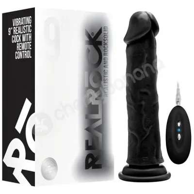 Realrock Vibrating 9 Black Realistic Cock