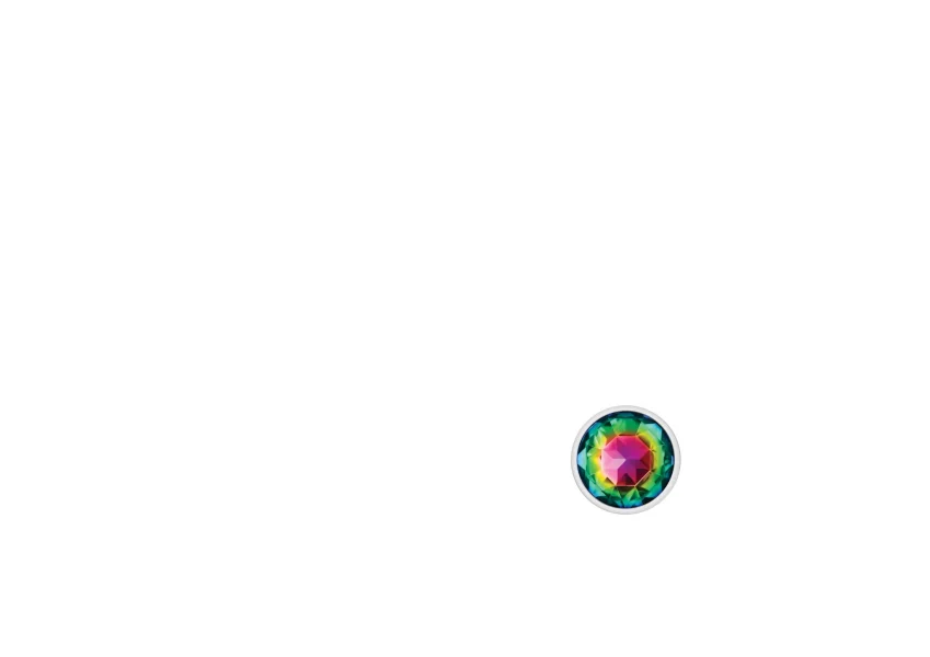 Cheeky Charms - Silver Metal Butt Plug - Round - Rainbow - Small