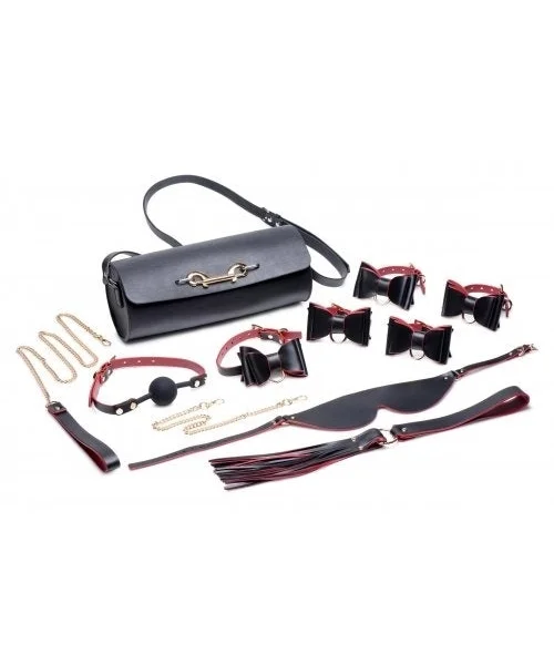 Master Series Bondage To Go Black and Red Bow Bondage Set with Carry Case